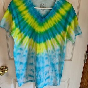 Fruit of the Loom Blue and Yellow Relaxed Short Sleeve Tee Size:M
